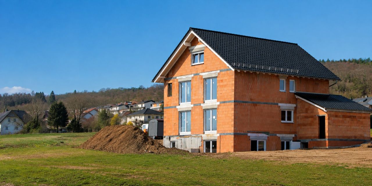 Dom w budowie z pustaka ceramicznego i grafitową dachówką